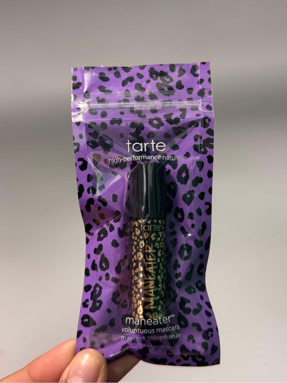 tarte Man3ater Voluptuous Mascara — Purple Leopard Packaging